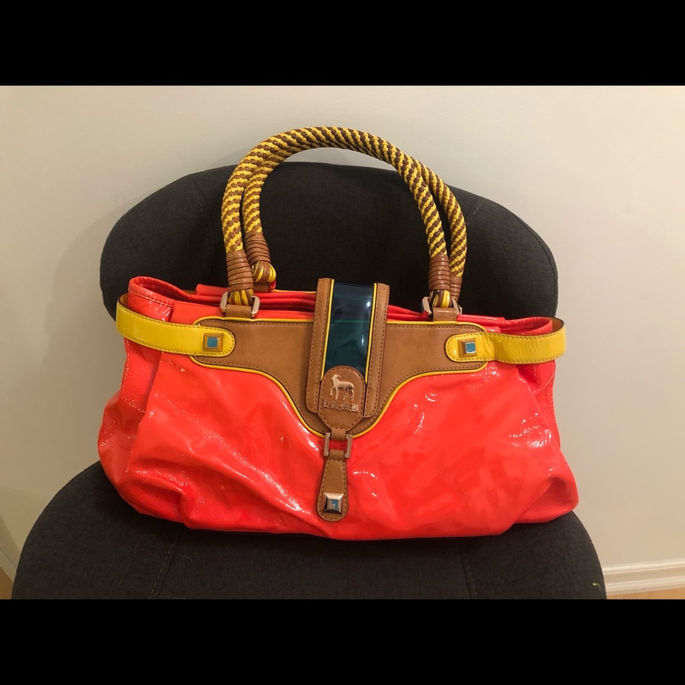 L.A.M.B. Leather neon orange handbag